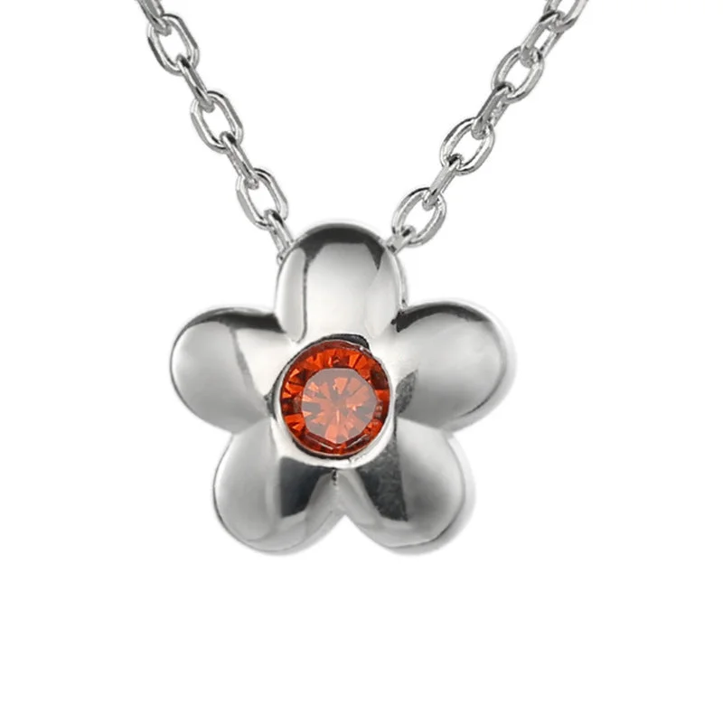 Crystal Necklaces-Sterling Silver Simple Style Classic Style Flower Inlay Zircon Necklace