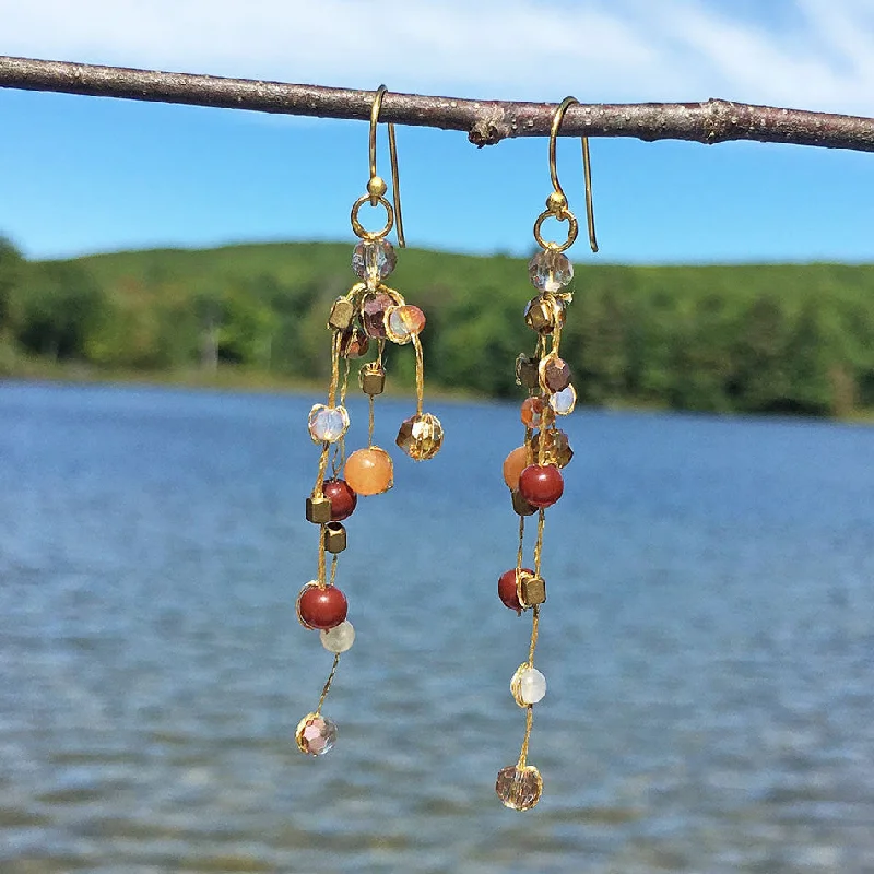 Bold Gold Earrings-Floating Earrings - Amber, Thailand