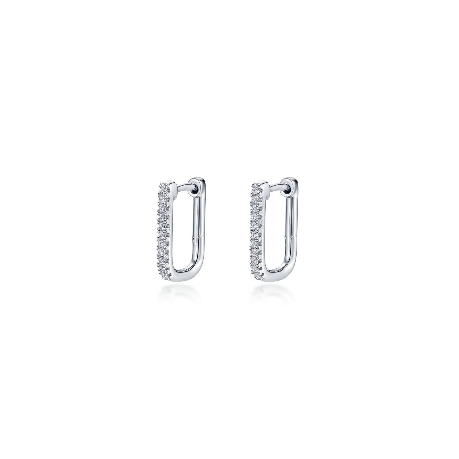 Colorful Stud Drop Earrings-Lafonn Simulated Diamond Rectangle Hoop Earrings E0630CLP00