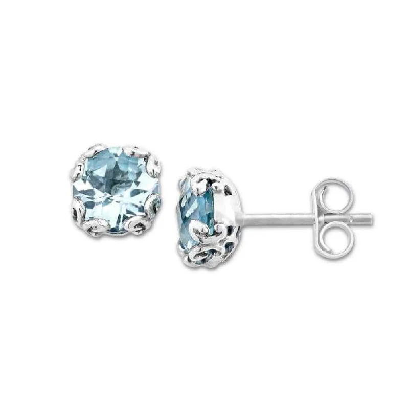 Blue Sapphire Earrings-Samuel B. Blue Topaz Birthstone Glow Stud Earrings - December