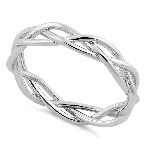 Custom Promise Band Rings-Sterling Silver Braided Ring