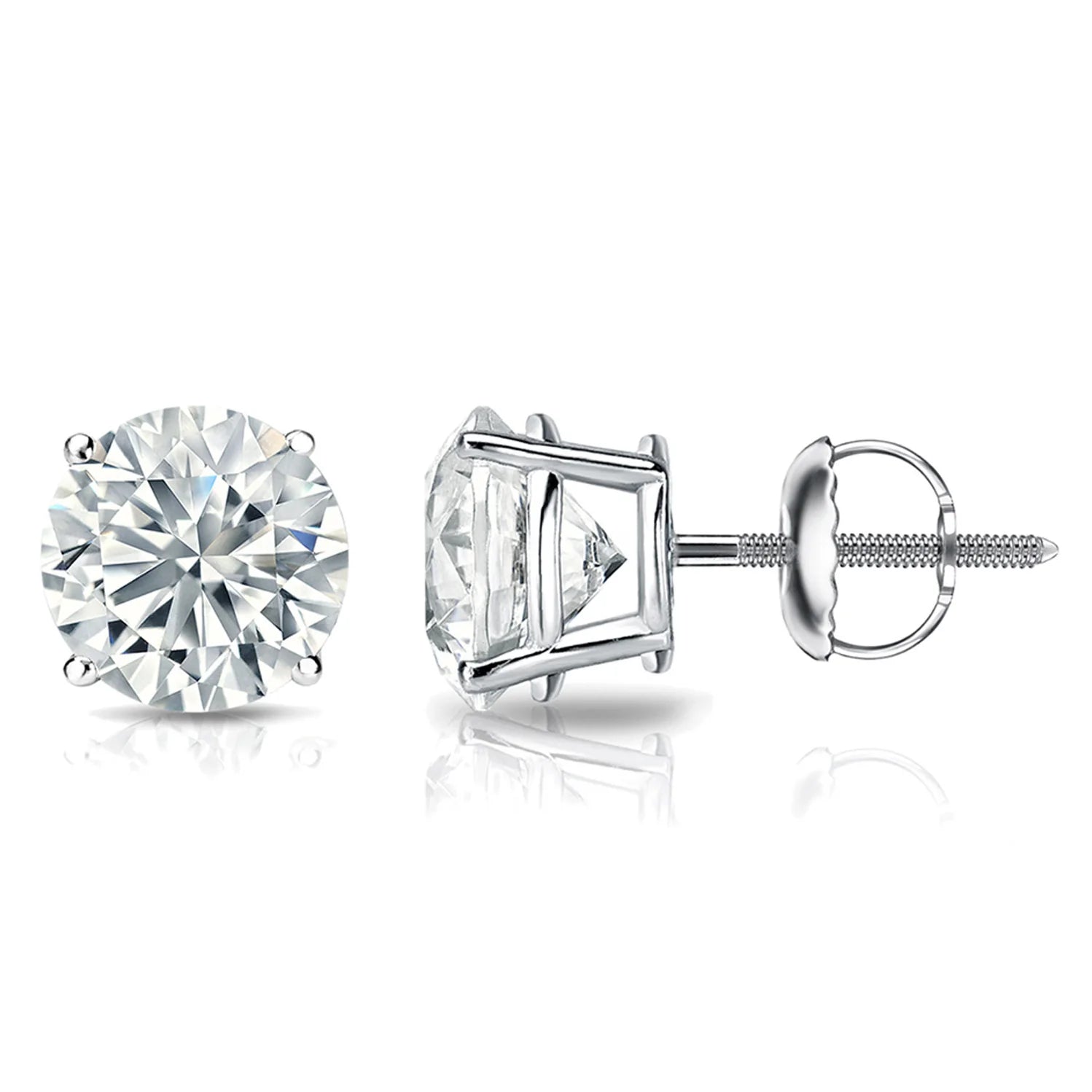 Designer Crystal Drop Earrings-4 Carat Round 14K White Gold 4 Prong Basket Set Diamond Solitaire Stud Earrings