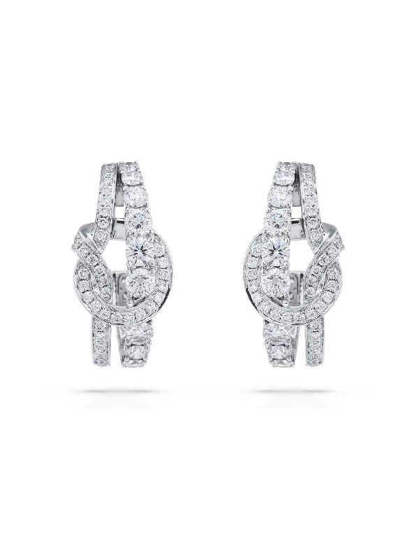 Vintage Crystal Earrings-The Knot Large White Gold Diamond Earrings