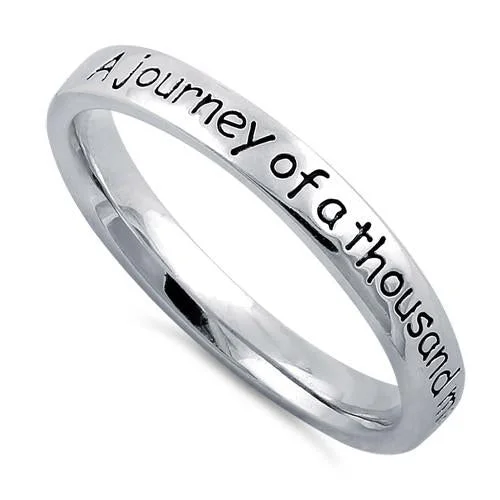 Custom Diamond Engagement Rings-Sterling Silver "A Journey Of A Thousand Miles Begins With A Single Step" Ring