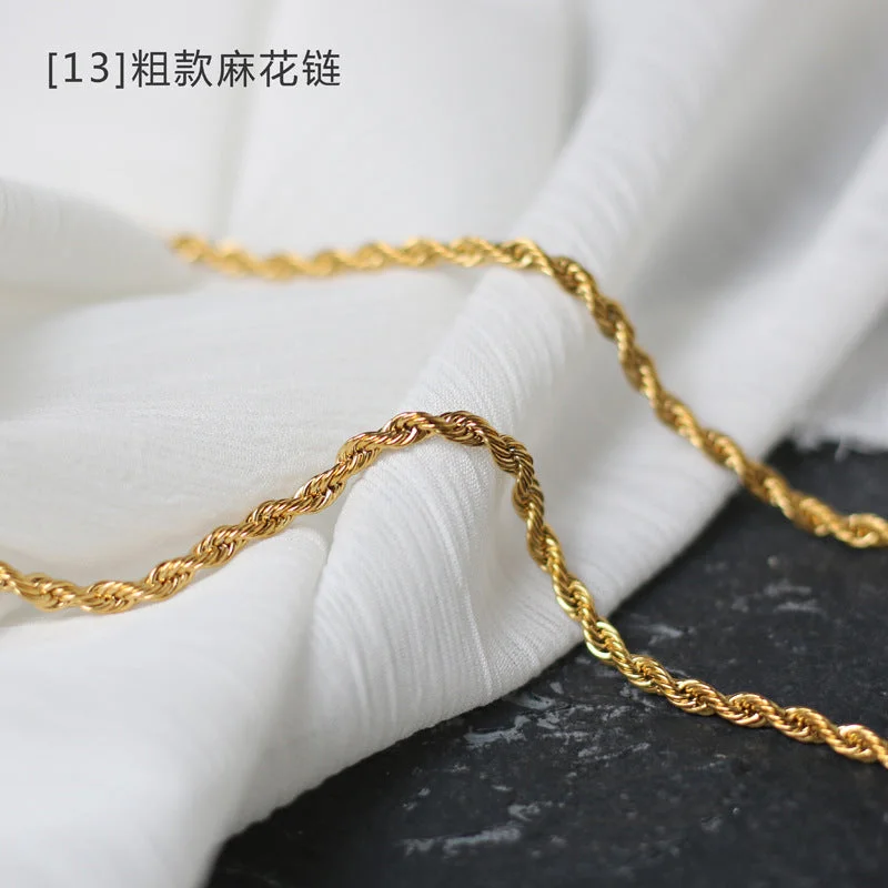 [13] Thick Type Hemp Flowers Chain Gold 70cm