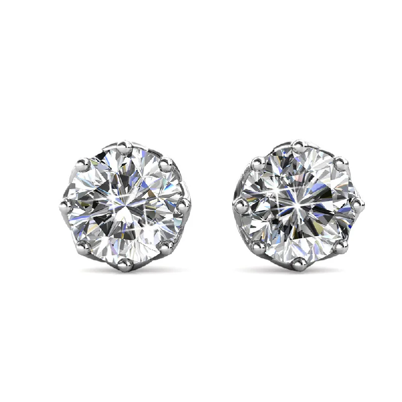 Modern Stud Earrings-Eden 18k White Gold Plated Crystal Stud Earrings with Swarovski Crystal