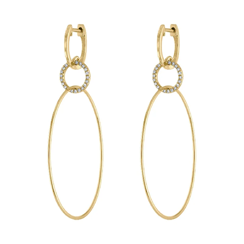 Teardrop Earrings-14KT GOLD DIAMOND CIRCLE HUGGIE EARRING