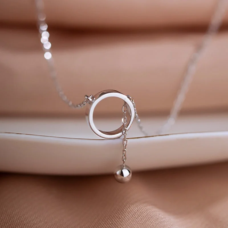 Elegant Necklaces-Sterling Silver White Gold Plated Casual Modern Style Plating Solid Color Pendant Necklace