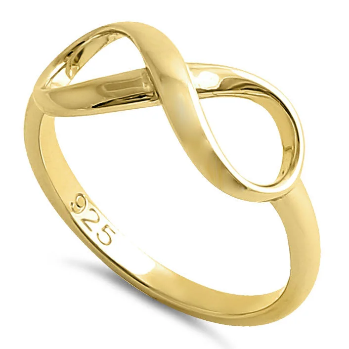 Custom Engraved Diamond Rings-Sterling Silver Yellow Gold Plated Infinity Ring