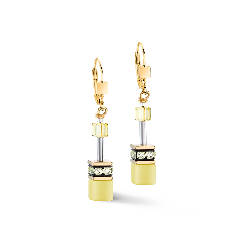 Dainty Crystal Drop Earrings-GeoCUBE® Iconic Mono Gold earrings yellow