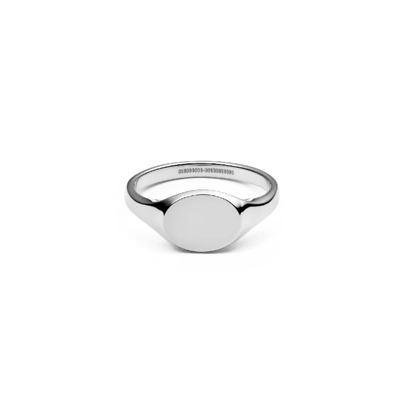 Silver Wedding Bands for Men-Classic Mini Signet Ring Silver