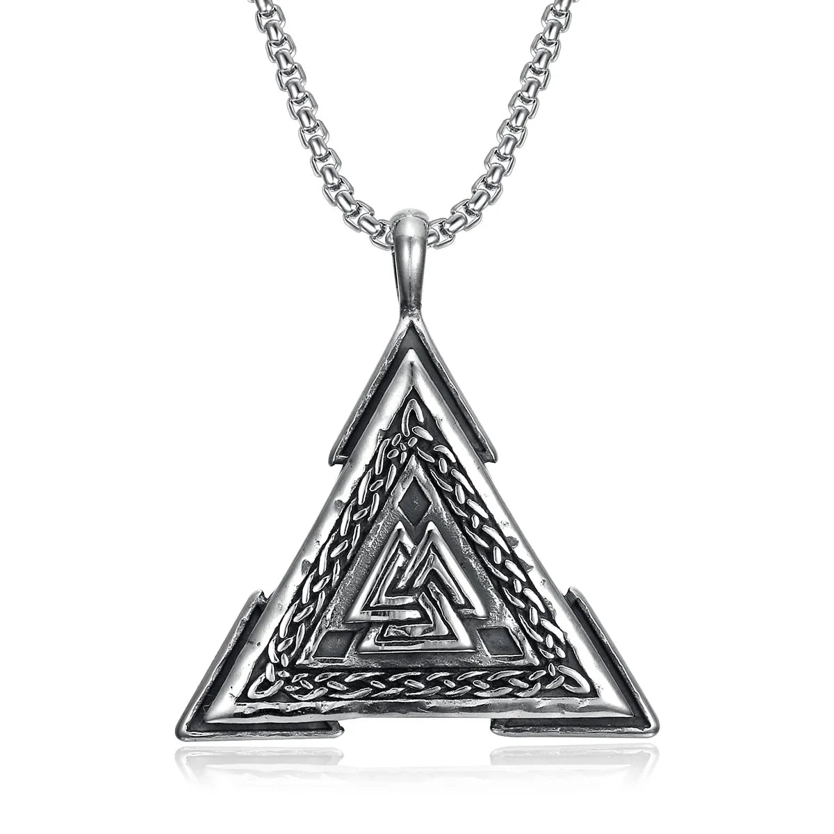 Silver Necklaces-Punk Triangle 304 Stainless Steel Patchwork Unisex