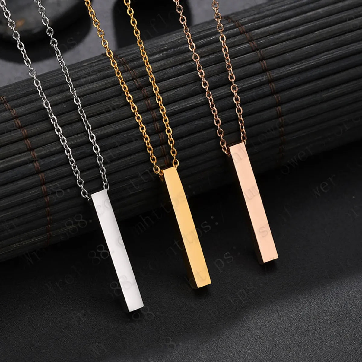 Boho Chic Necklaces-Fashion Rectangle Stainless Steel Plating Pendant Necklace 1 Piece