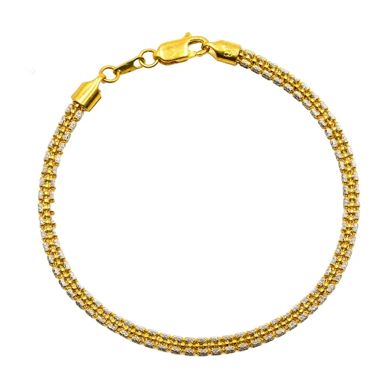 Women’s Tennis Bracelets with Diamonds-22K Multi Tone Gold Bracelet W/ Round & Rondelle Gold Beads