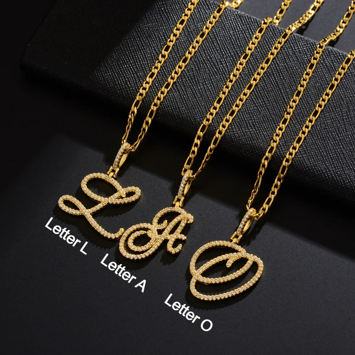 Crystal Pendant Necklaces-Fashion Letter 304 Stainless Steel Copper Plating Zircon 18K Gold Plated Women'S Necklace