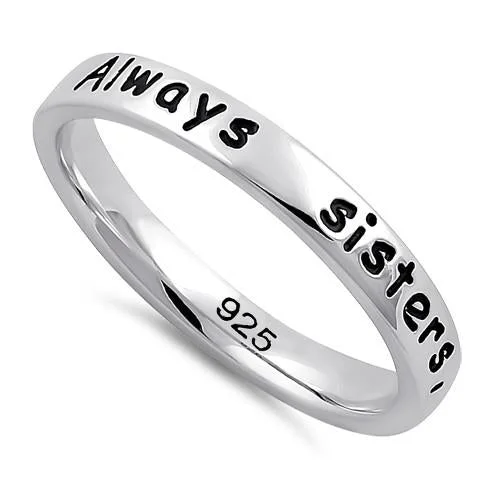 Custom Halo Engagement Rings-Sterling Silver "Always sisters, forever friends" Ring