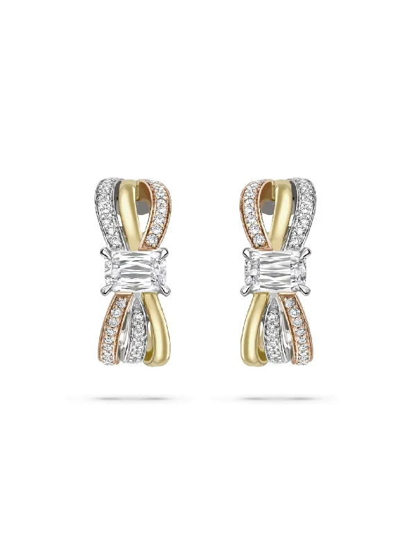 Crystal Drop Gemstone Earrings-Ribbons Ashoka Diamond Hoop Earrings