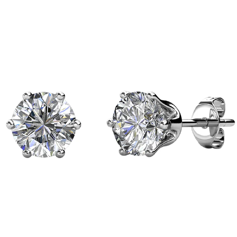 Luxury Drop Earrings-April Birthstone Earrings 18k White Gold Plated Stud Earrings with 1CT Swarovski Crystals