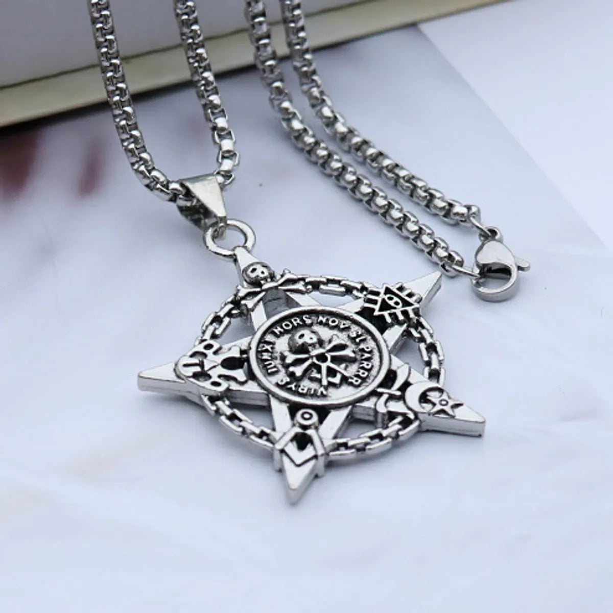 Skull Five-Pointed Star Titanium Steel Necklace