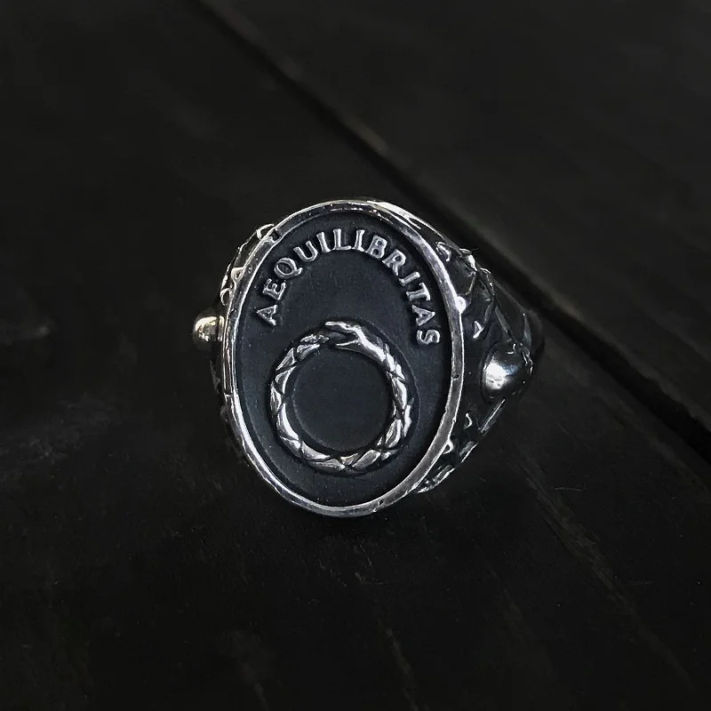 Custom Engagement Rings for Men-Aequilibritas Signet Style Ring