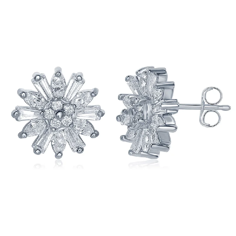 Simple Crystal Earrings-Astara 18k White Gold Plated Star Shaped Stud Earrings with Simulated Diamond Crystals