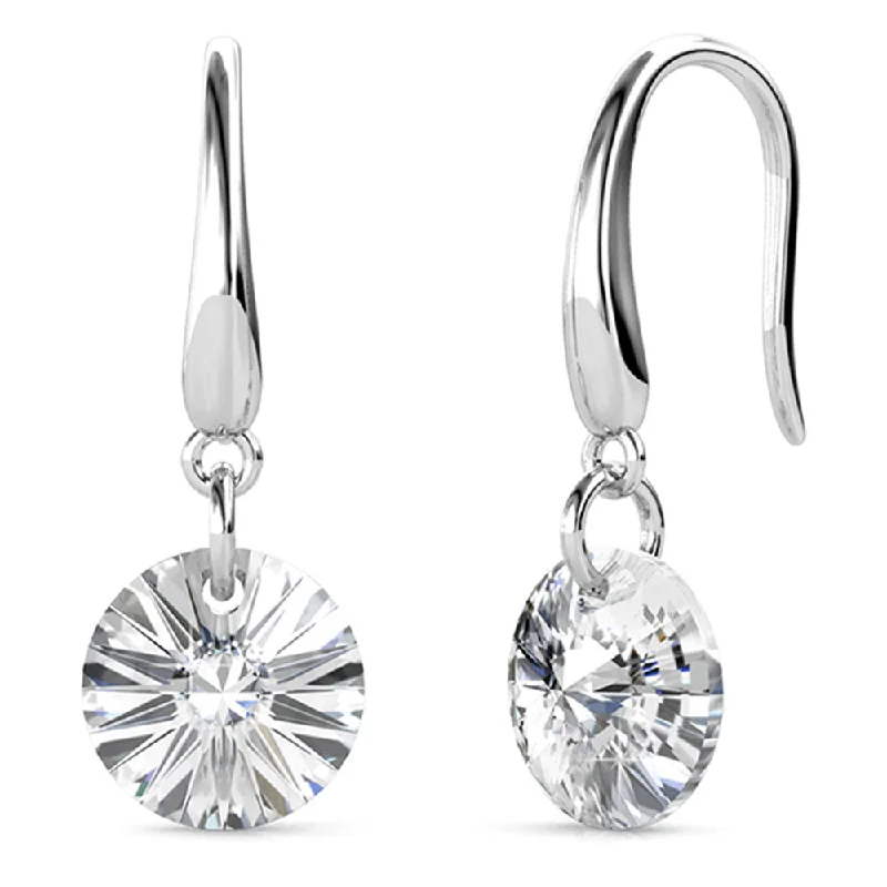 Lightweight Earrings-Reese 18k White Gold Plated Earrings with Solitaire Round Cut Swarovski Crystals - Final Sale