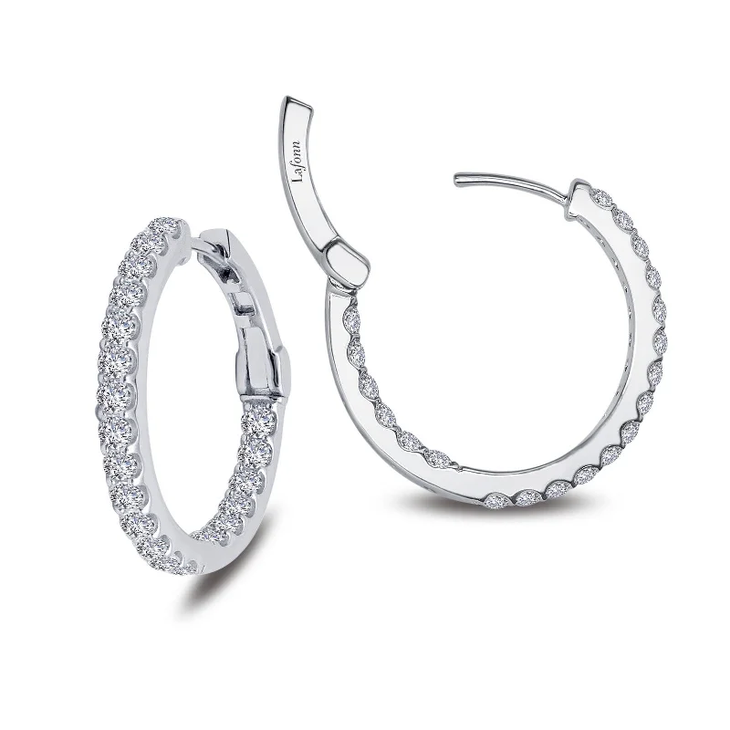 Swarovski Pearl Earrings-Lafonn Simulated Diamond 2.16ct Inside Out 25mm Hoop Earrings E3016CLP