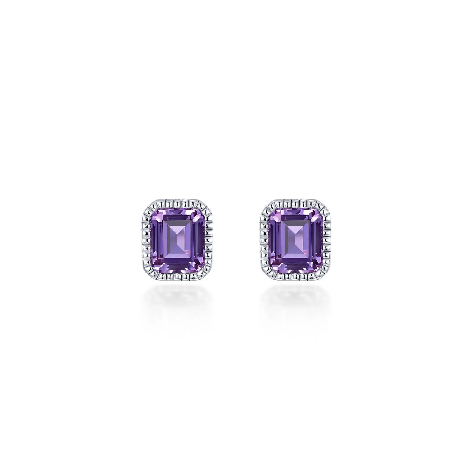 Artistic Drop Gemstone Earrings-Lafonn February Birthstone Solitaire Stud Earrings BE008AMP00