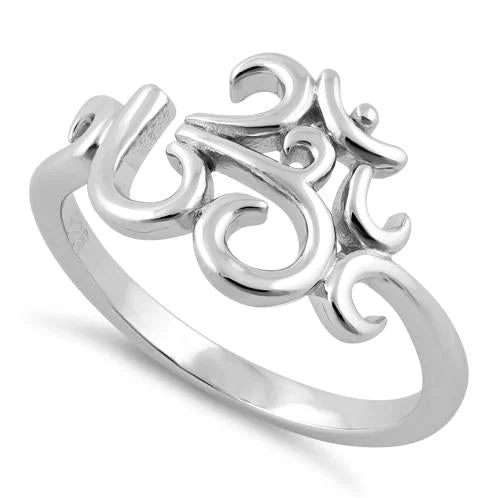 Customizable Engagement Ring Settings-Sterling Silver Om Ring