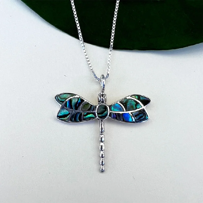 Stylish Drop Earrings-Pre-order! Abalone Dragonfly Necklace - Sterling Silver, Indonesia