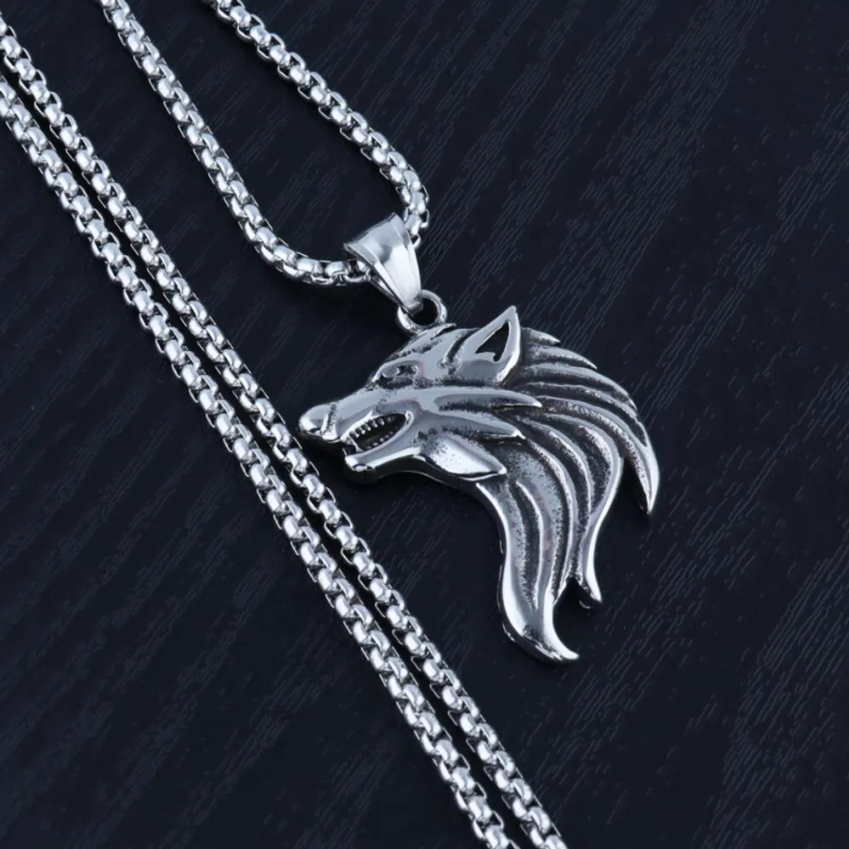 Wolf Head Titanium Steel Necklace