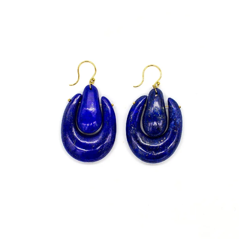 Silver and Sapphire Earrings-Lapis O'Keefe Earrings