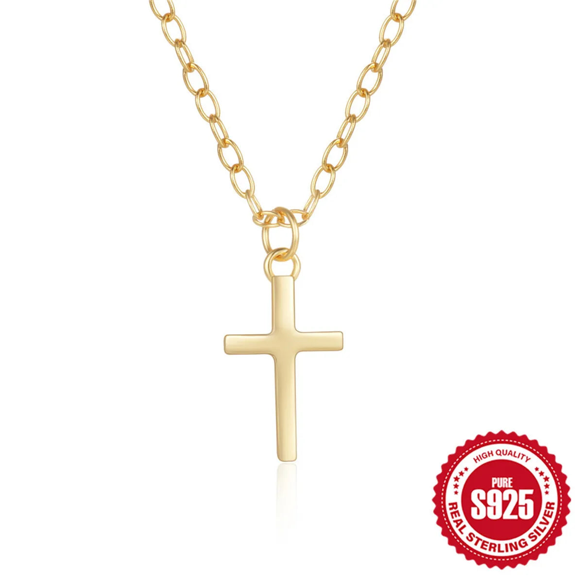 Multi-Strand Necklaces-Sterling Silver Simple Style Cross Plating Pendant Necklace