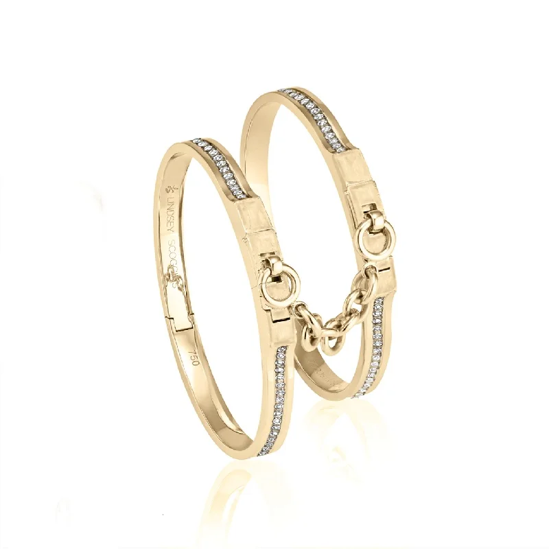 Women’s Gold Bracelets with Diamonds-OATH DOUBLE CUFFS WITH PAVE DIAMOND ROW