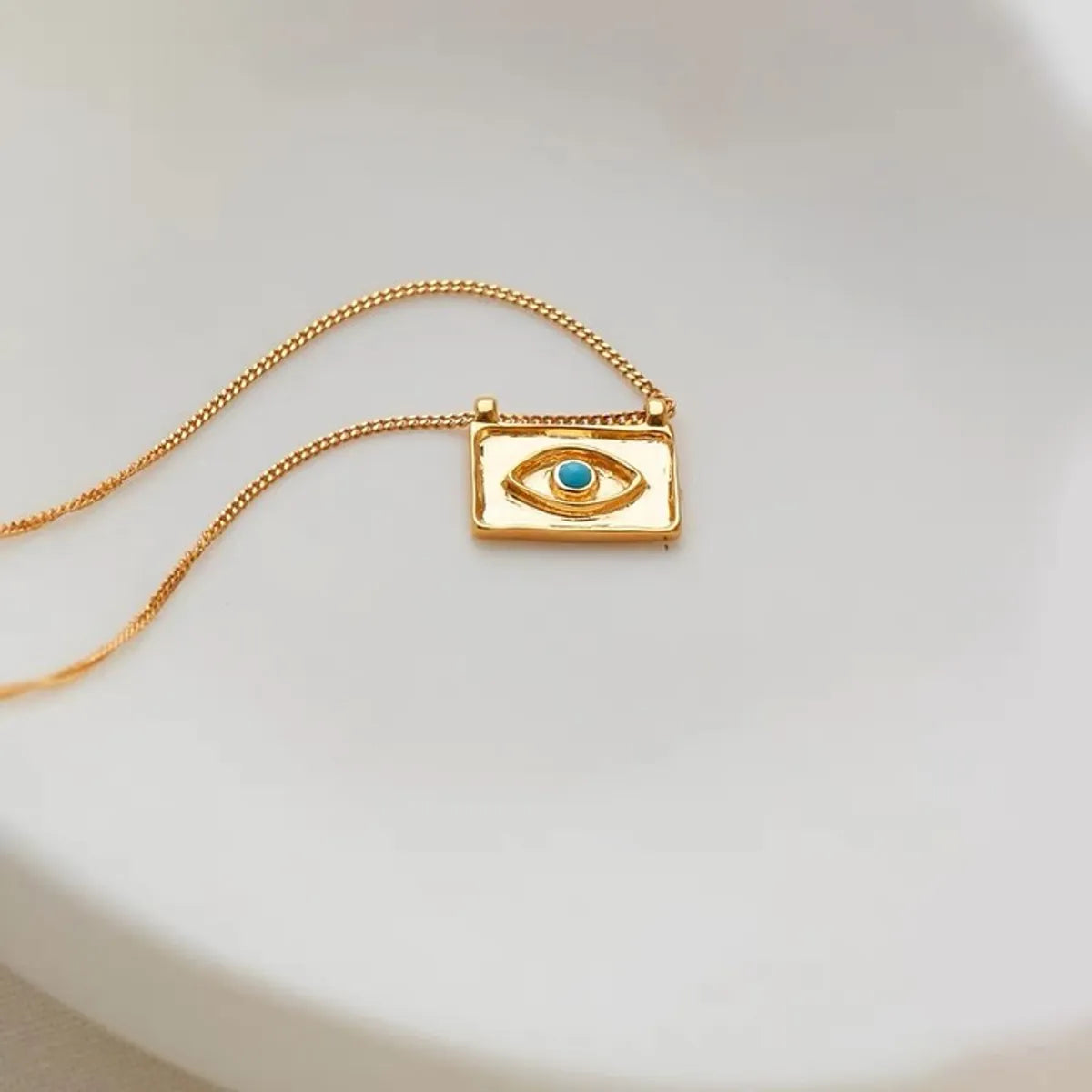 Luxury Diamond Necklaces-Ig Style Simple Style Devil's Eye Solid Color Sterling Silver Plating Inlay Artificial Gemstones 18k Gold Plated Necklace