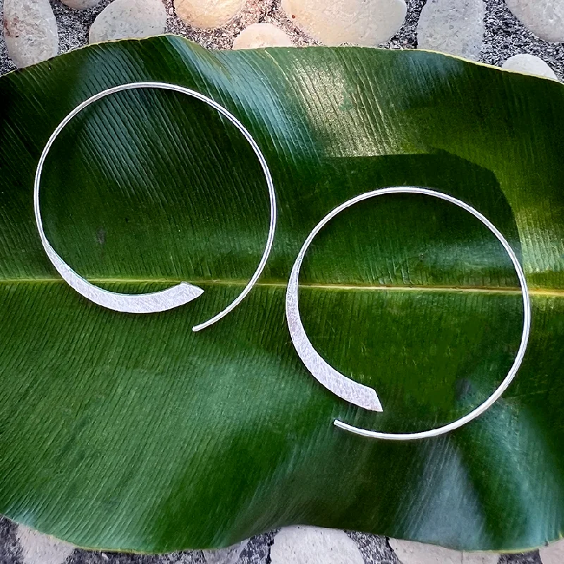 Artistic Silver Earrings-Misty Moonlight Hoop Earrings - Sterling Silver, Indonesia