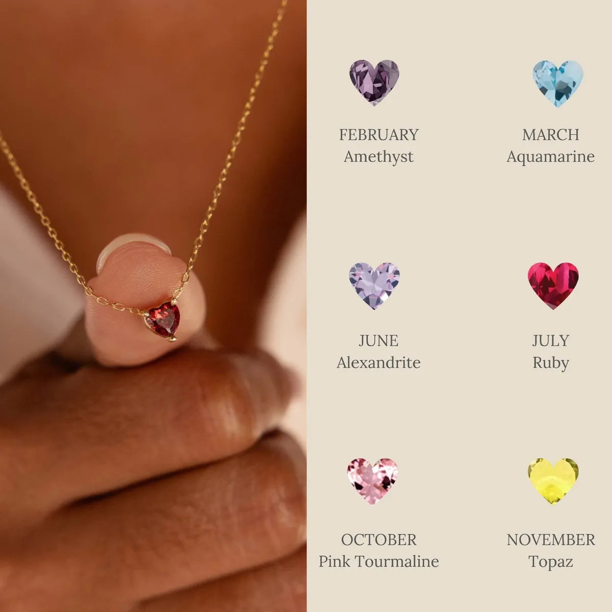 Romantic Necklaces-Stainless Steel Simple Style Heart Shape Plating Inlay Birthstone Necklace