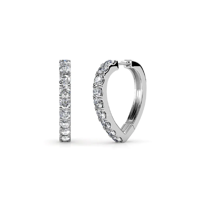 Mixed Metal Drop Earrings-Waverly 18k White Gold Plated Hoop Earrings with Swarovski Crystals