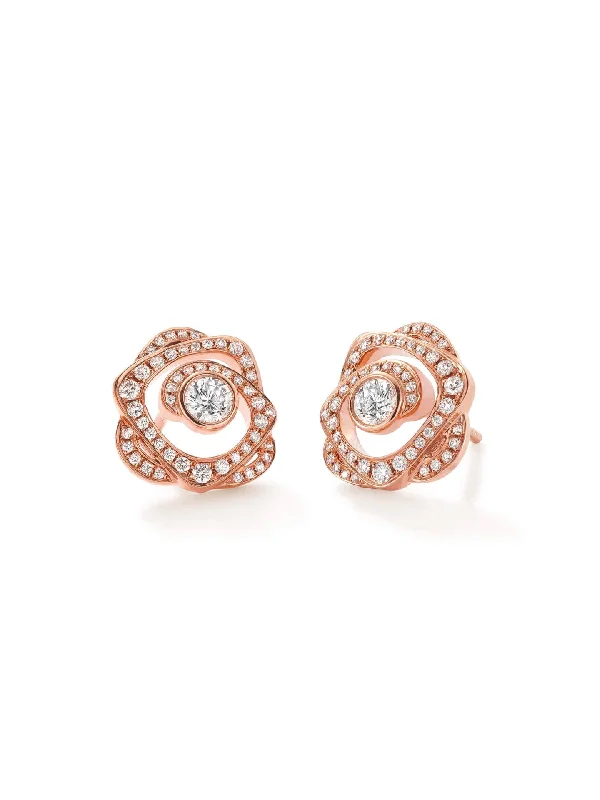 Boho Chic Earrings-Maymay Rose Diamond Rose Gold Earrings