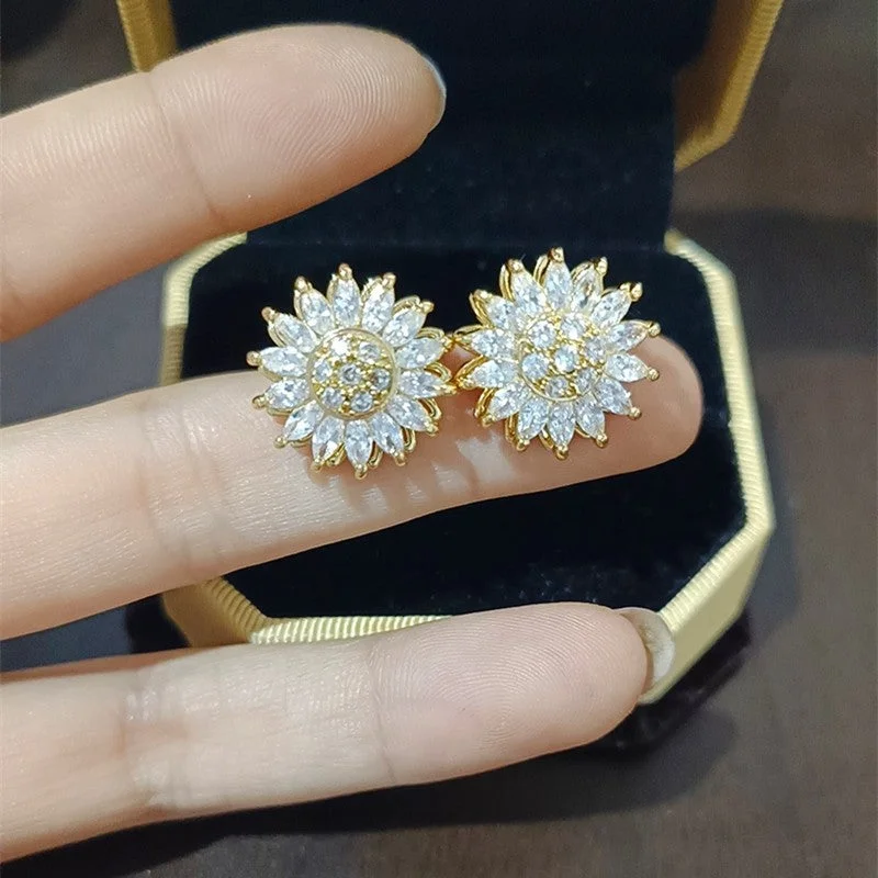 Golden Sun Flower Ear Studs