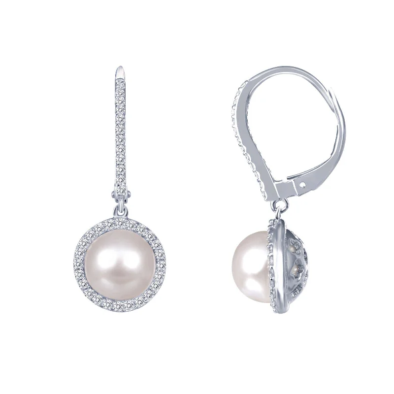 Large Diamond Earrings-Lafonn Simulated Diamond & Cultured Freshwater Pearl Earrings E0190CLP