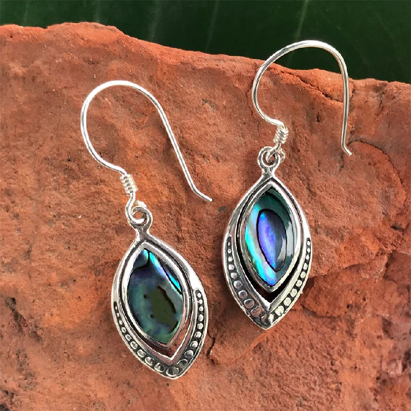 Unique Drop Earrings-Translucent Earrings, Abalone - Sterling Silver, Indonesia