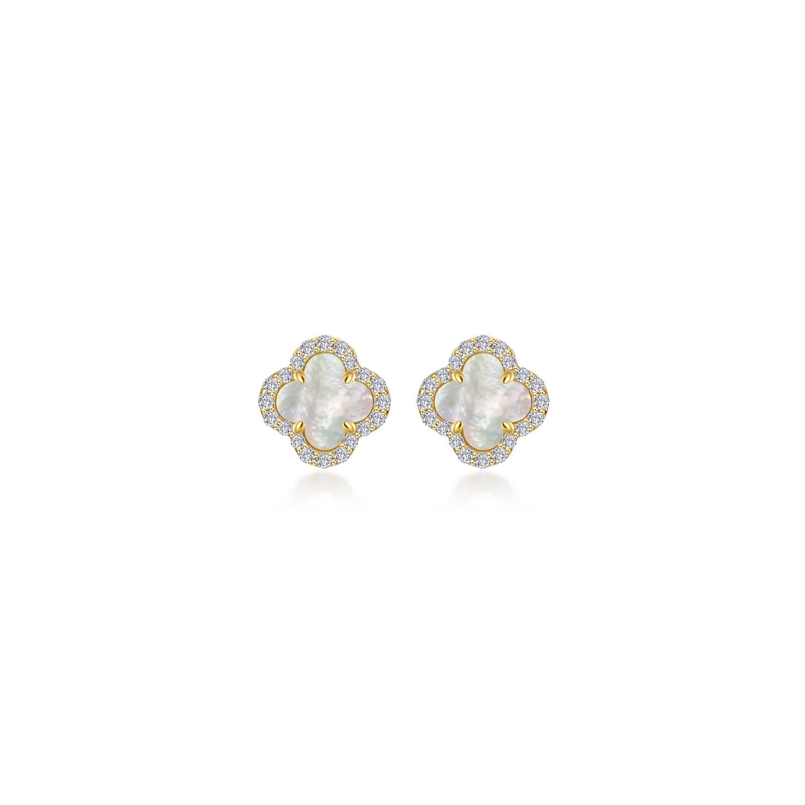 Bright Gemstone Earrings-Lafonn Simulated Diamond & Mother of Pearl Halo Stud Earrings E0609MPG00