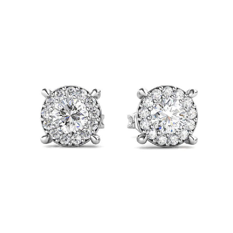 Colorful Drop Stud Earrings-Raylee 18k White Gold Plated Stud Earrings with Round Cut Solitaire Swarovski Crystal