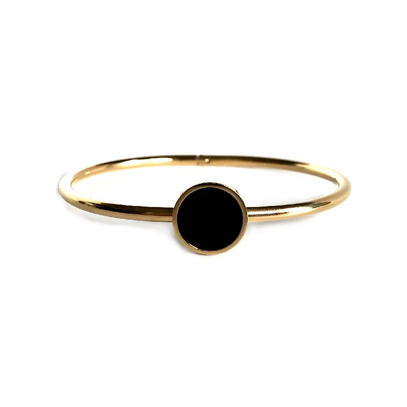 Women’s Gold Bracelets with Diamonds-Black Circle Bangle