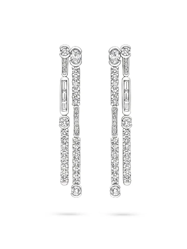 Golden Crystal Earrings-The Boodles National Gallery Collection - Play of Light Platinum Drop Earrings