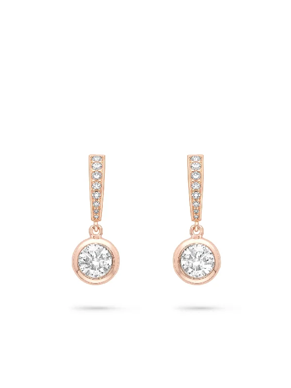 Handmade Hoop Earrings-Classic Rose Gold Diamond Drop Earrings