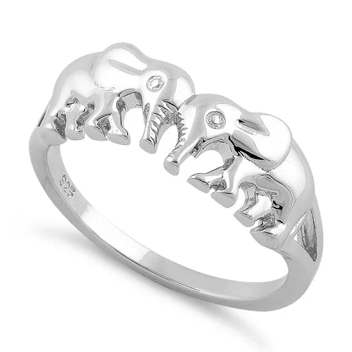 Eternity Wedding Rings-Sterling Silver Elephants Ring