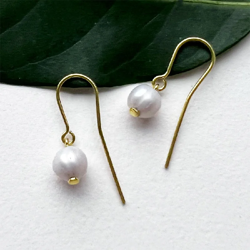 Rose Gold Dangle Earrings-Simplicity Pearl Earrings - Brass, Indonesia