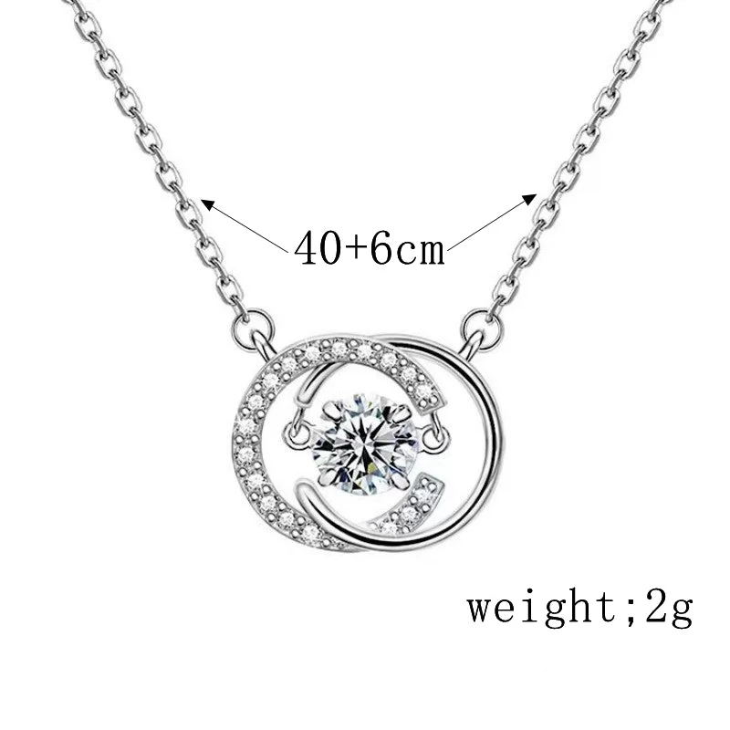 Vintage Style Necklaces-Simple Style Solid Color Sterling Silver Plating Inlay Zircon White Gold Plated Pendant Necklace